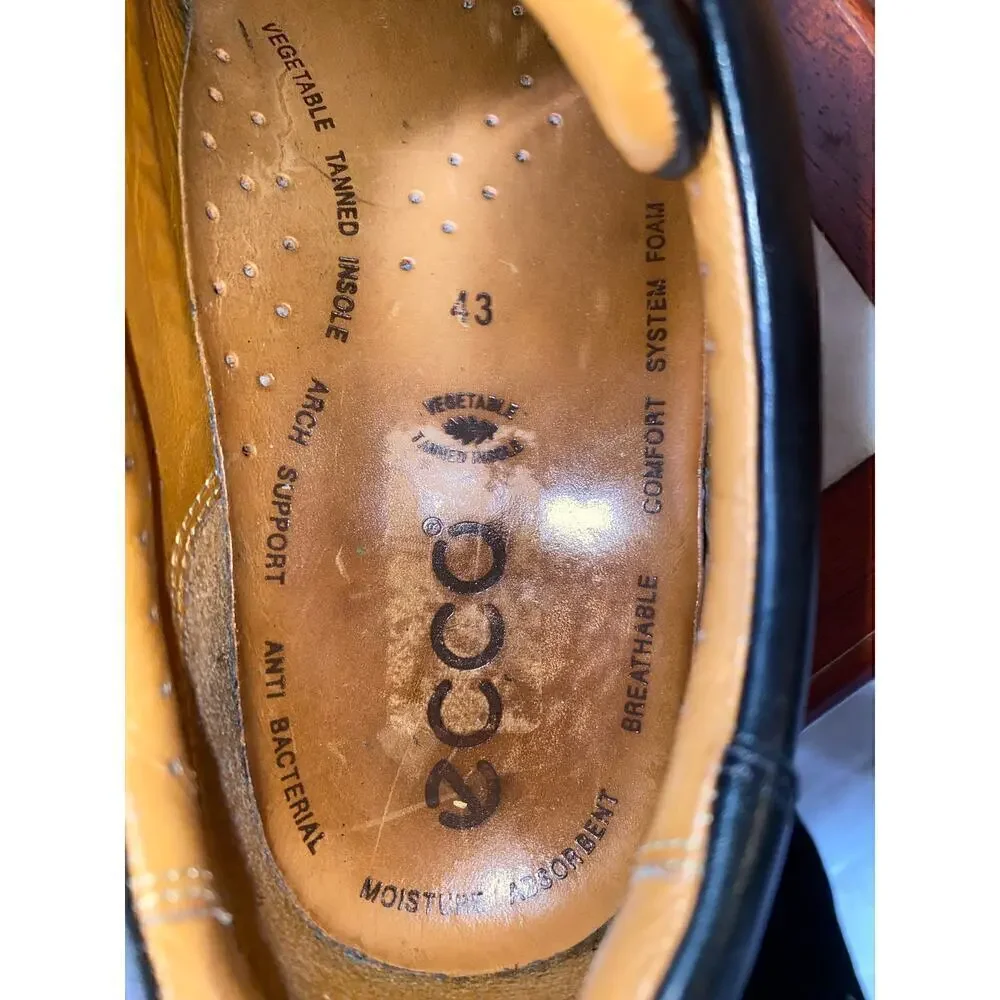 Men's ECCO Fusion Lace Comfort Leather Shoes Black Size 10M - Picture 9 of 9